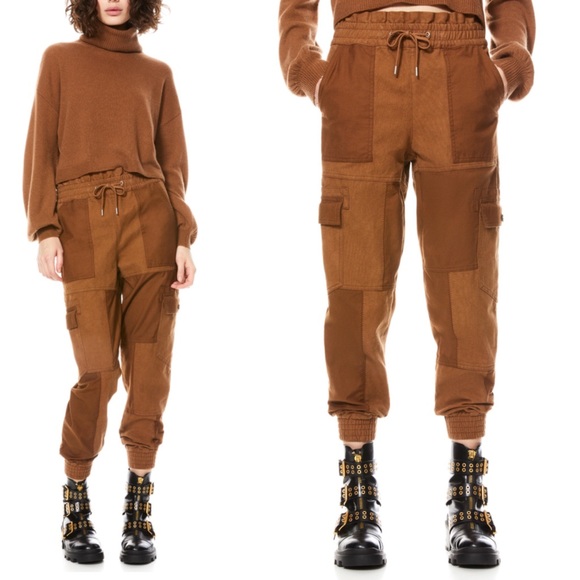 Alice + Olivia Tribeca Patchwork Jogger Pants In Carmel New - Picture 4 of 8